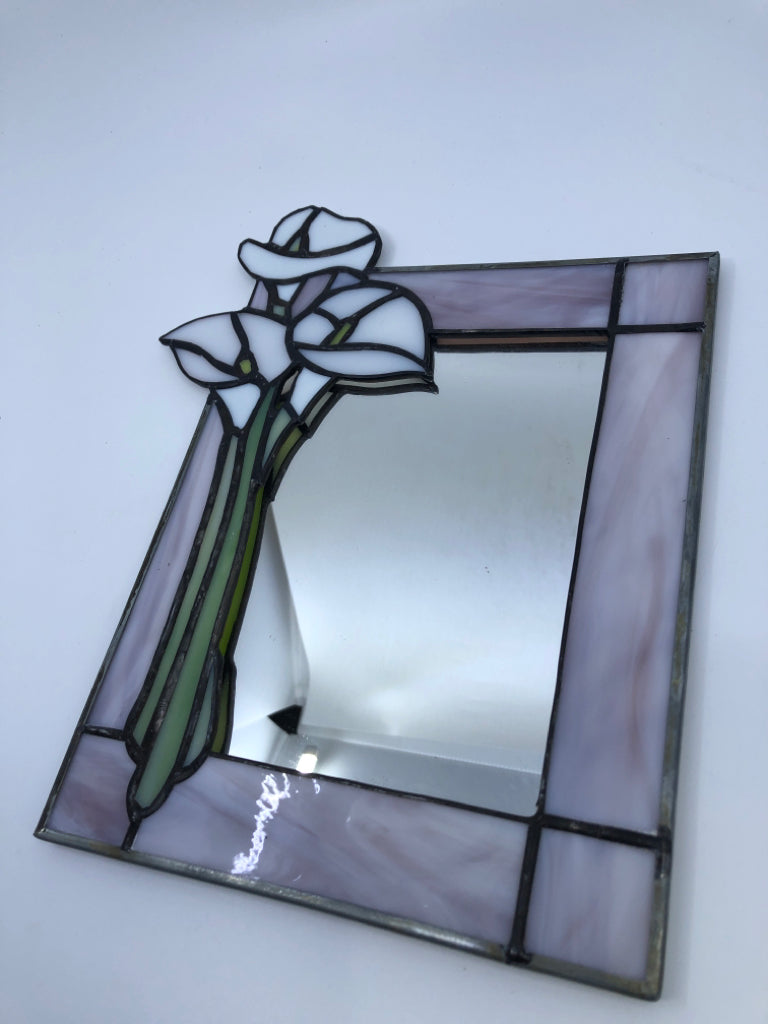 STAINED GLASS CALLA LILY MIRROR.