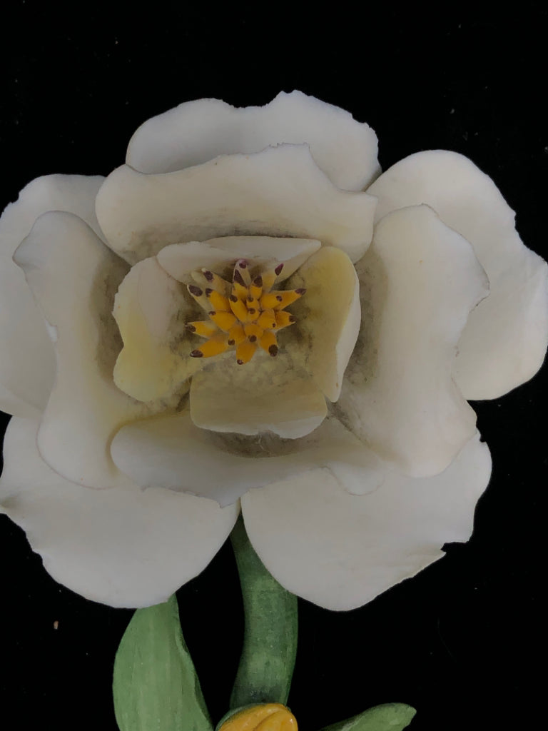 CAPODIMONTE PORCELAIN WHITE FLOWER FIGURINE.