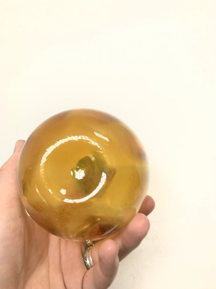 YELLOW BLOWN GLASS PUMPKIN 4 "H