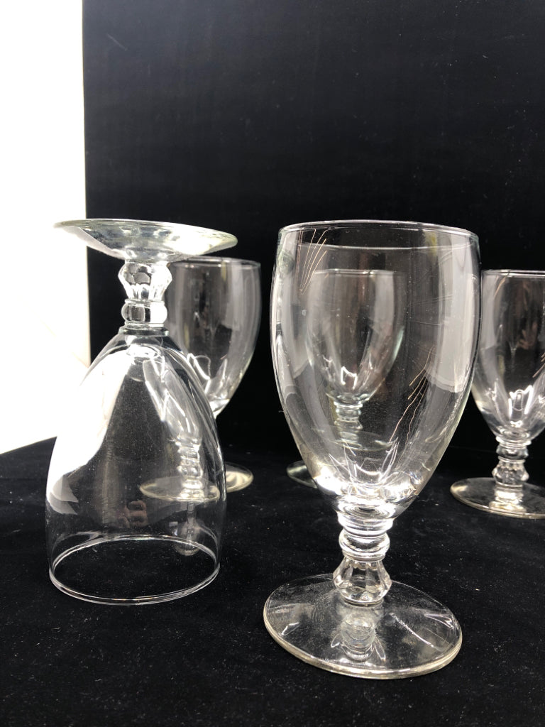 6 SHORT FOOTED WINE GLASSES.