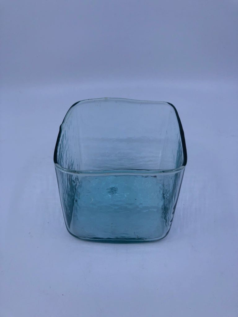 GREEN TINTED GLASS VASE.