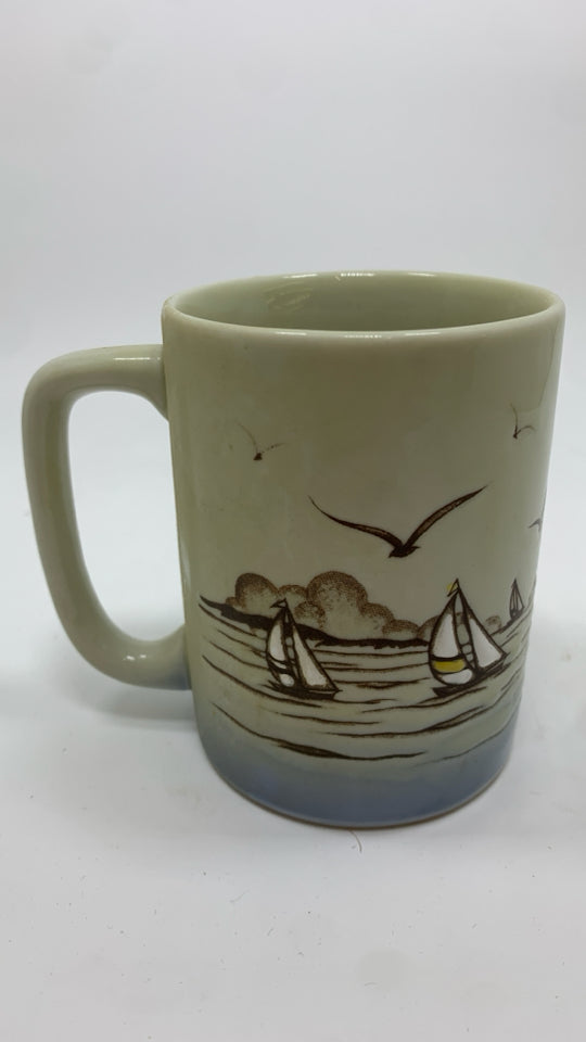 VTG SEAGULL AND SAILBOAT MUG.