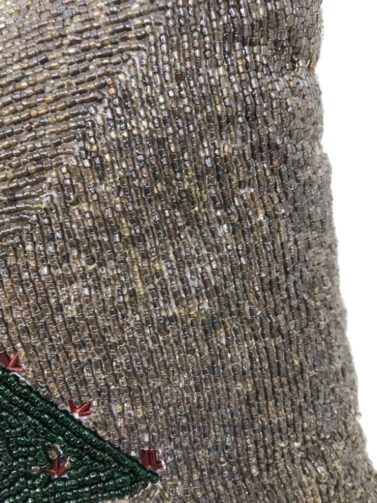 SQUARE BEADED CHRISTMAS TREE PILLOW.
