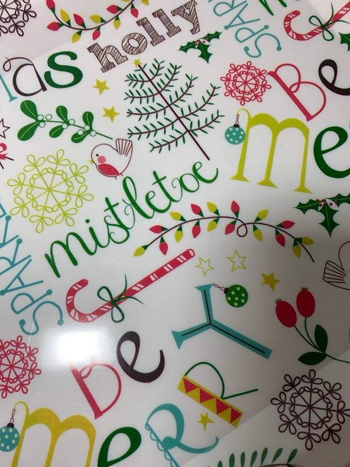 PLASTIC COLORFUL CHRISTMAS WORDED THEMED TRAY.