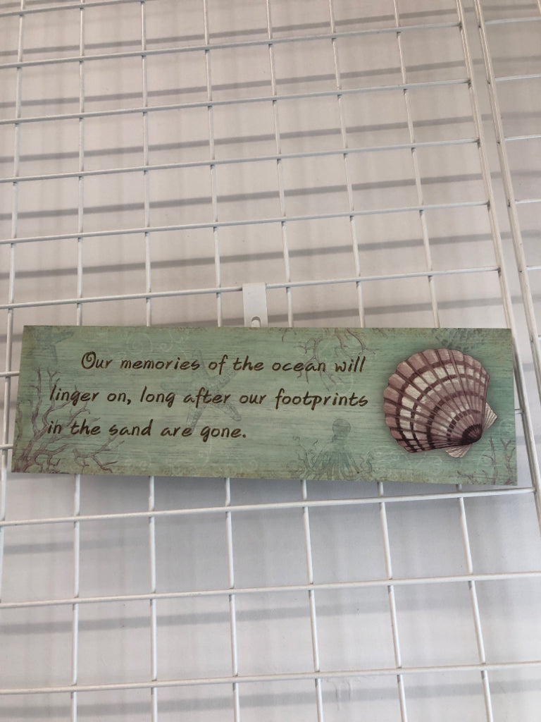 OUR MEMORIES OF THE OCEAN WOOD WALL SIGN.
