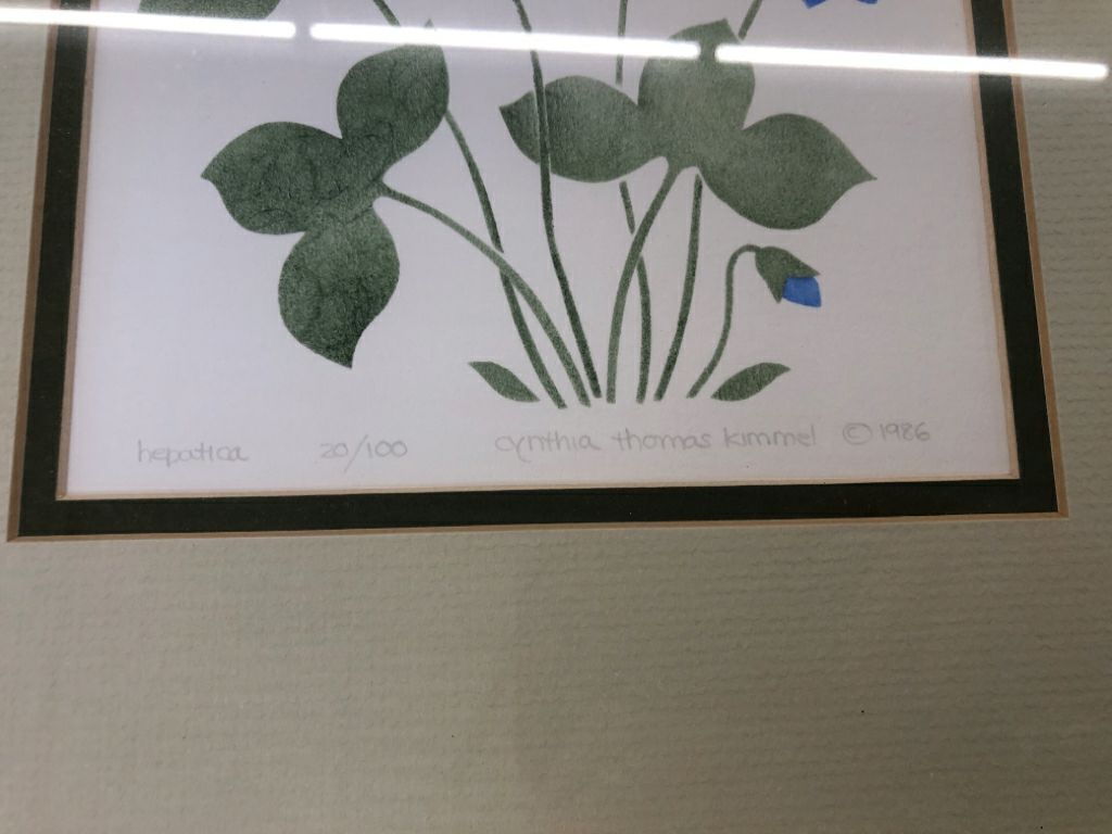 BLUE FLORAL WATERCOLOR SIGNED FRAMED ART.