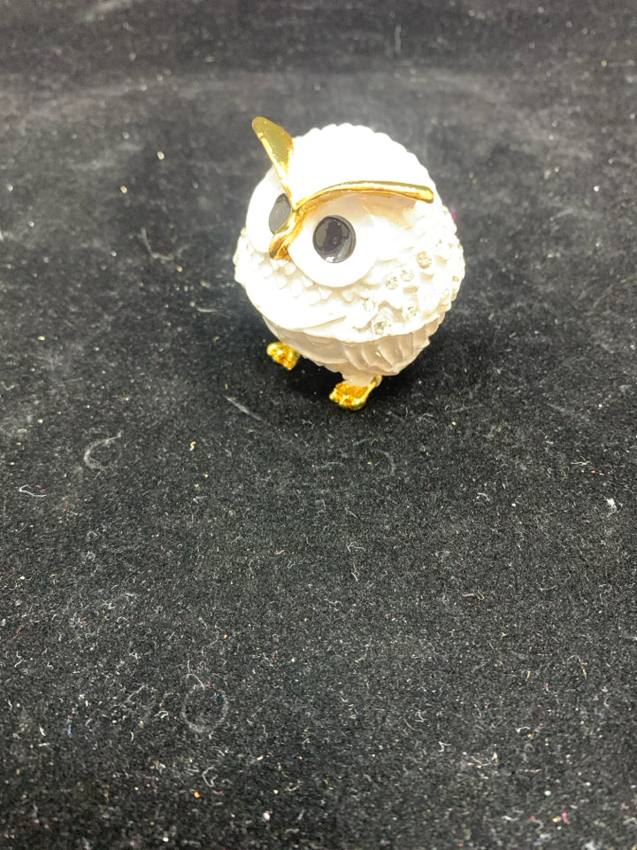 JEWELED OWL TRINKET BOX.