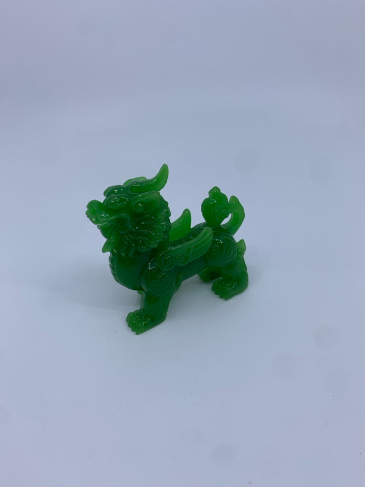 RESIN GREEN CHINESE DRAGON FIGURE.