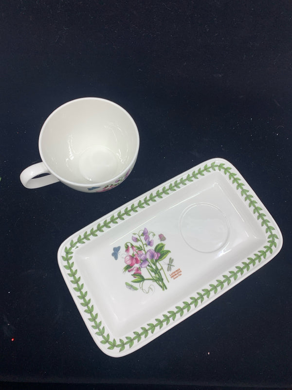 2PC SWEET PEA SNACK PLATE AND MUG.