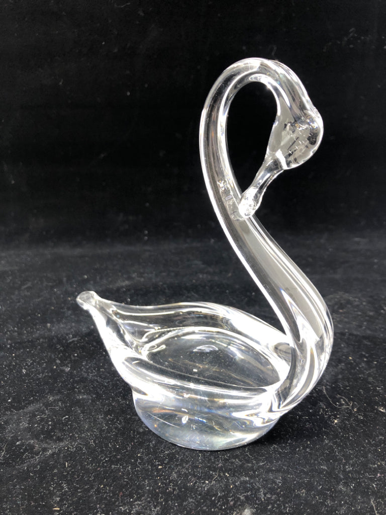 GLASS SWAN SMALL SOAP DISH.