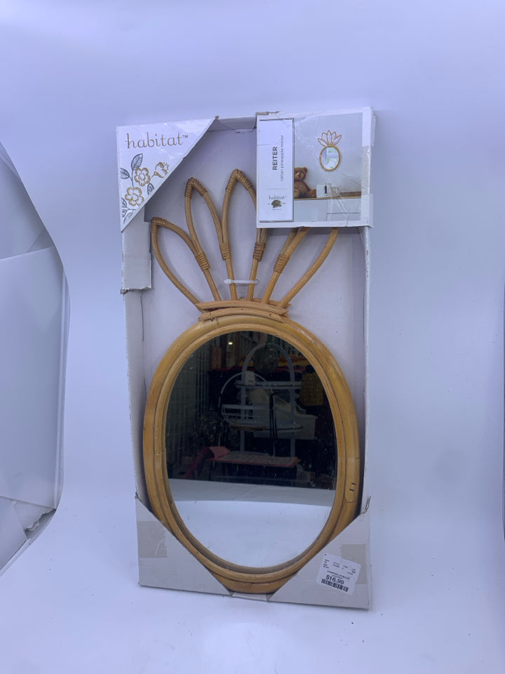 NIB BAMBOO PINEAPPLE MIRROR.