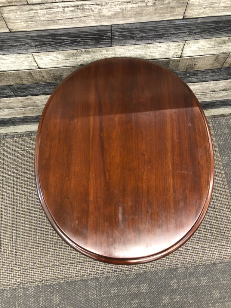 DARK WOOD SIDE TABLE W/ GOLD HARDWARE 1 DRAWER.