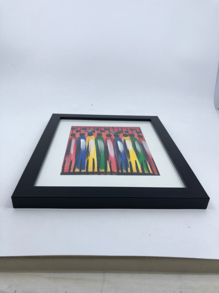 ABSTRACT PEOPLE IN BLACK FRAME WALL ART.