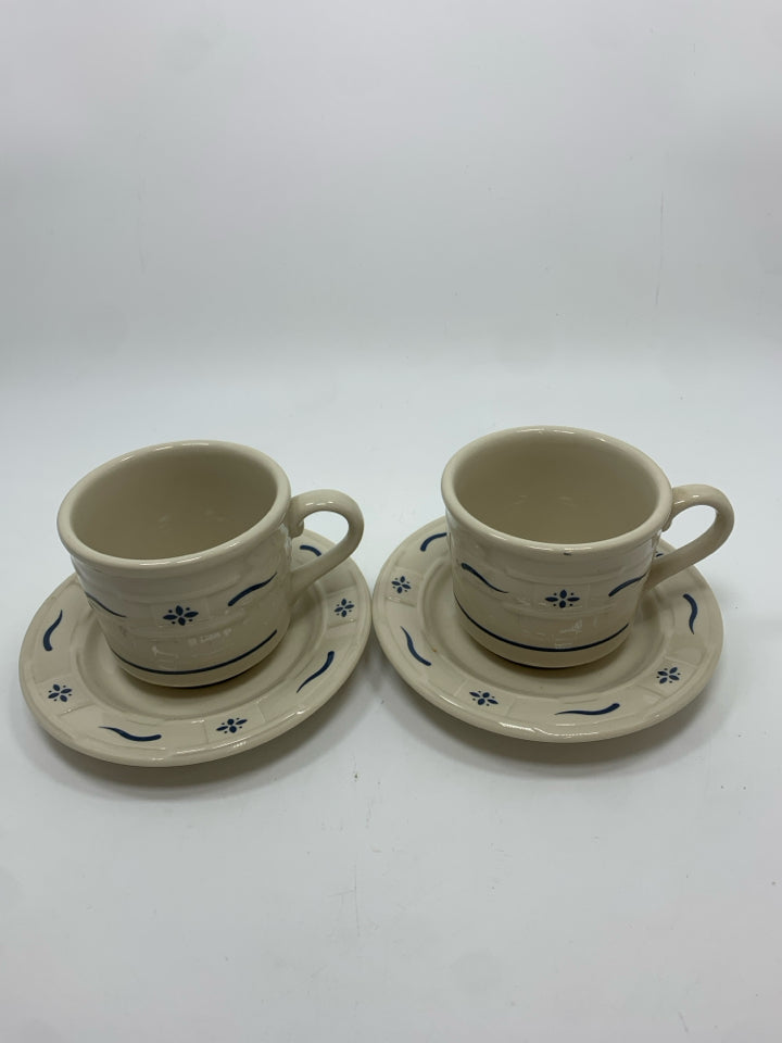 2 POTTERY WOVEN FLORAL TEA CUP/SAUCER.