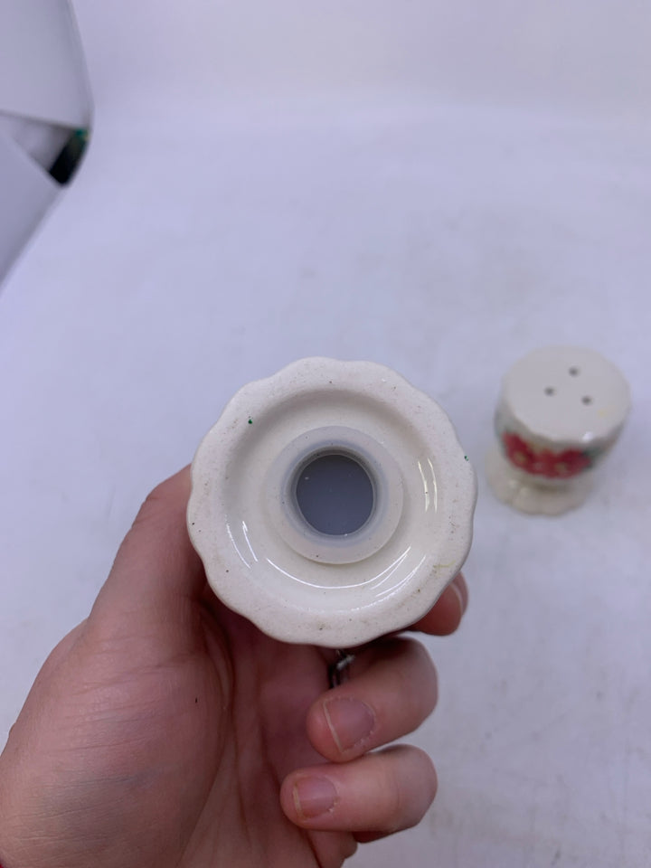 WHITE FOOTED W/ RED FLOWERS.