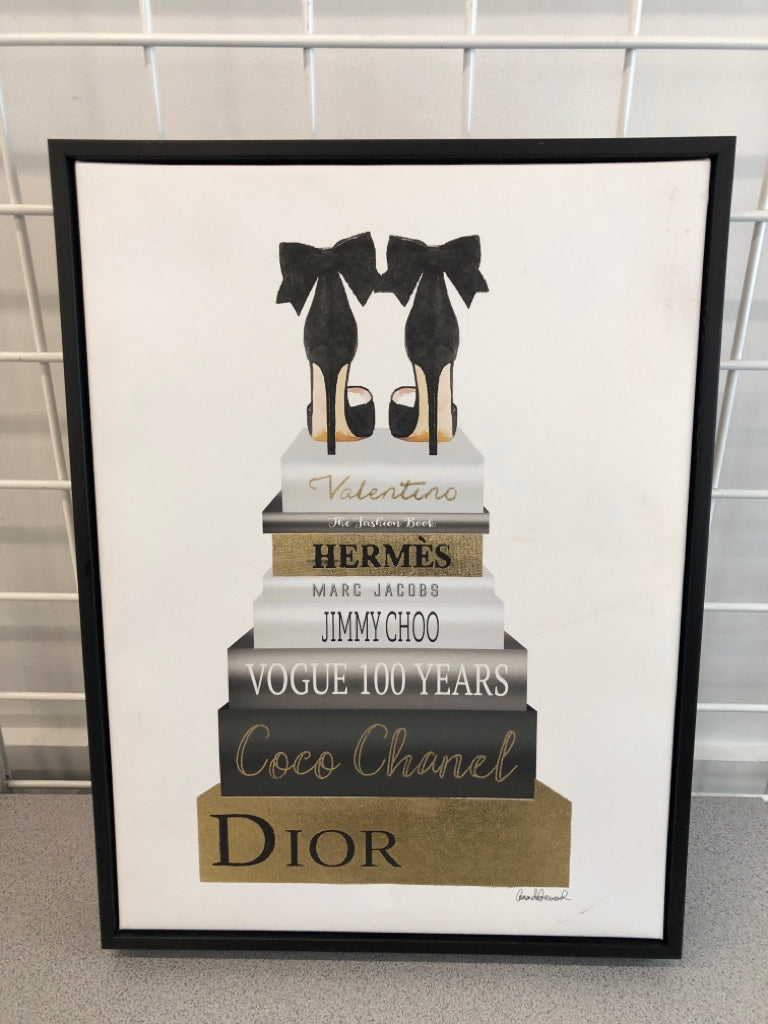 FASHION DESIGNER BLACK & GOLD BOOKSTACK WALL-ART.