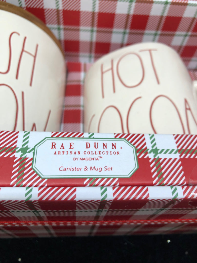 NIB MARSHMALLOW CANISTER/ HOT COCOA MUG SET.