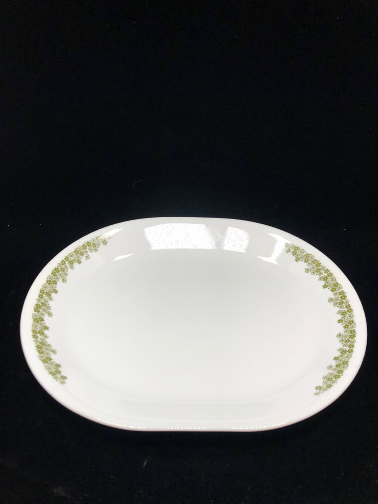 CORELLE SERVING DISH W/GREEN FLORAL DESIGN.