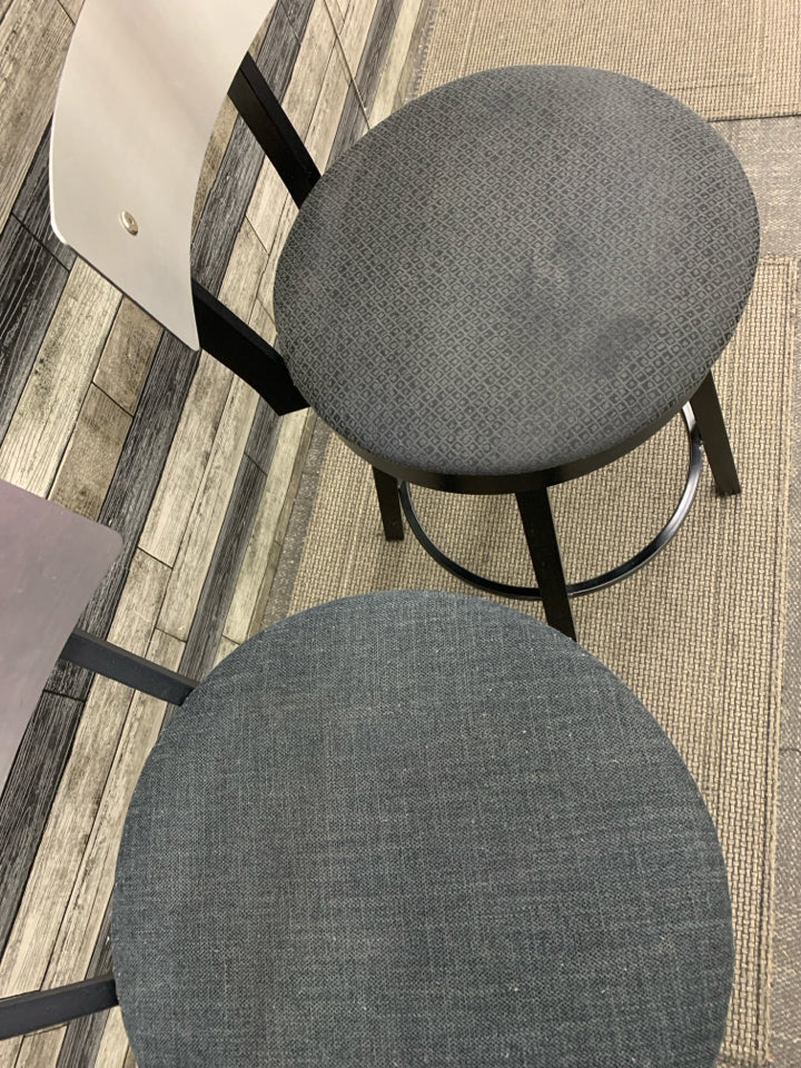 2PC SWIVEL BAR STOOL WITH SILVER METAL BACK & GRAY FABRIC SEATS AMICA.
