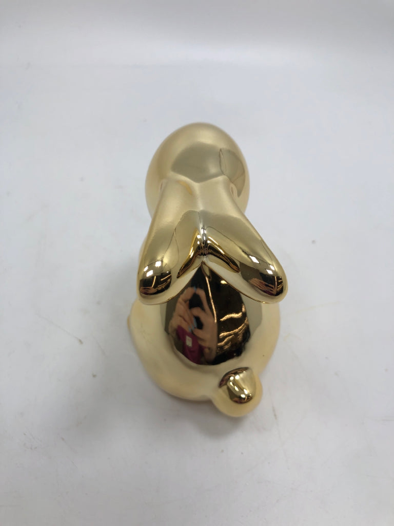 GOLDEN CERAMIC BUNNY FIGURINE.