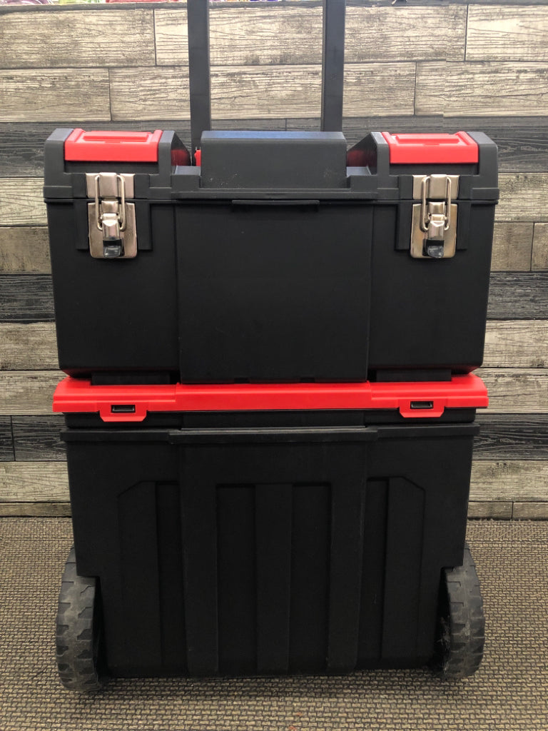 RED AND BLACK CRAFTSMAN TOOL BOX.