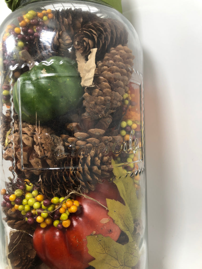 FALL BOTANICALS IN DECORATIVE JAR.
