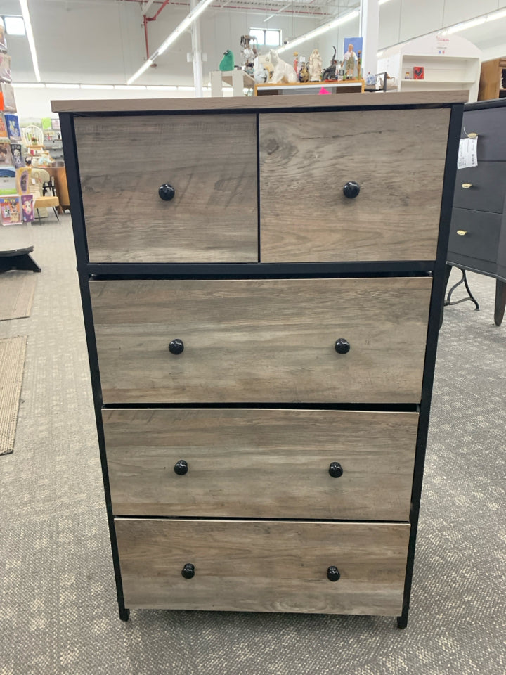 5-DRAWER FABRIC STORAGE UNIT W/RUSTIC WOOD SONGMICS.