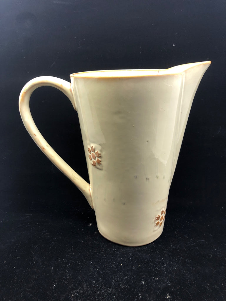 LARGE CREAM W BROWN ACCENTS PITCHER.