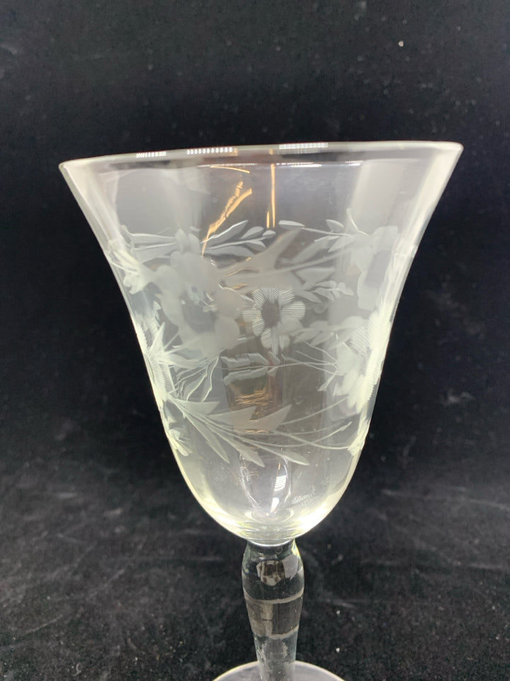 6 PRINCESS HOUSE ETCHED WINE GOBLETS.
