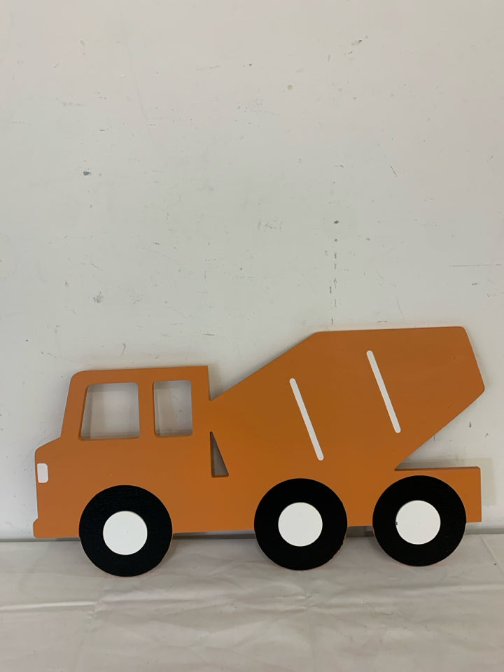 ORANGE CONSTRUCTION TRUCK WALL HANGING.