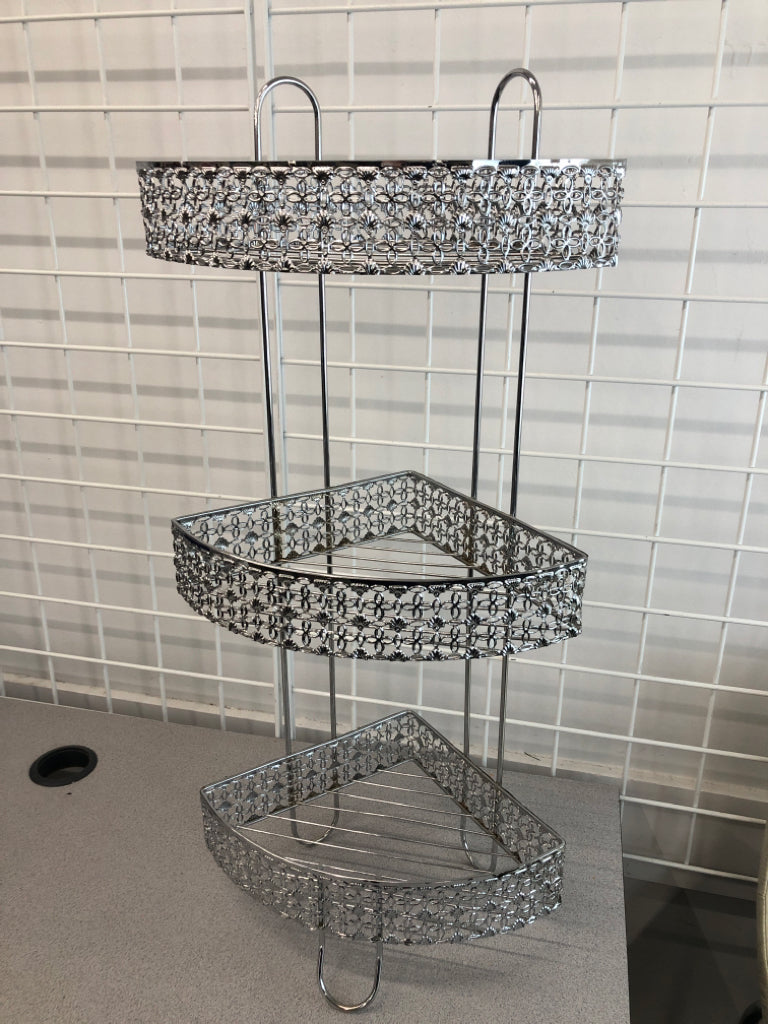 THREE TIER SILVER SHELF.