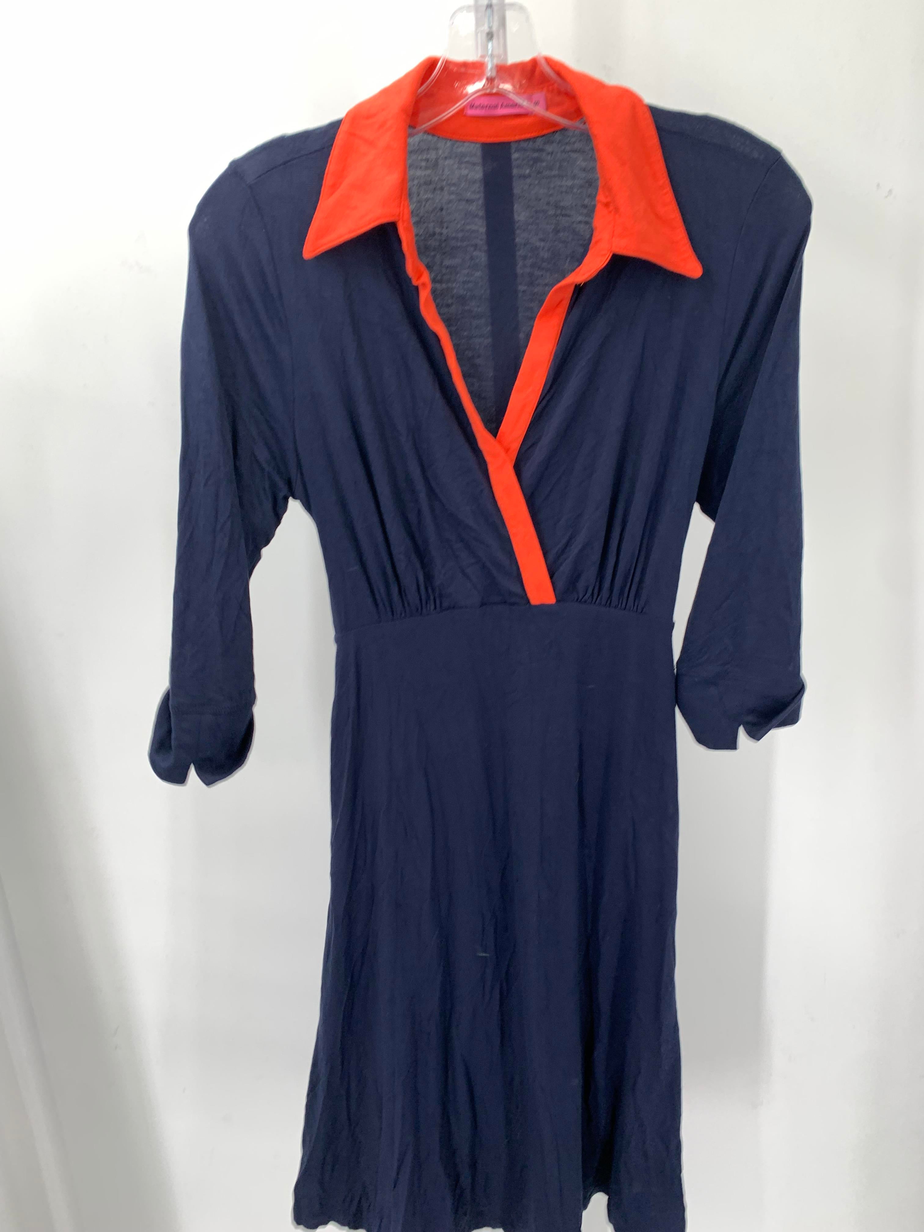Navy Size Small Maternity Long Sleeve Dress