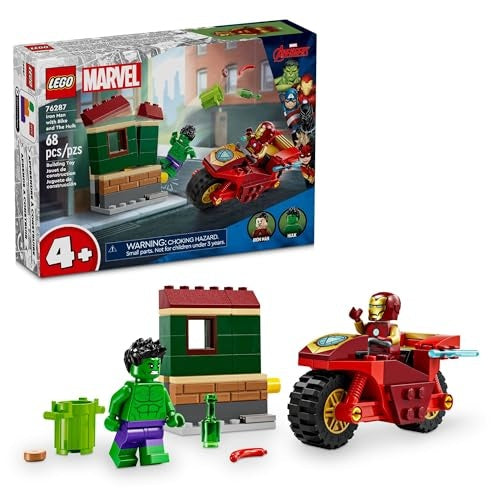 LEGO Marvel Iron Man with Bike and the Hulk Building Set  Easy Build Marvel Toy