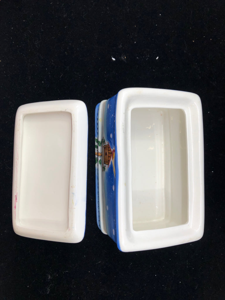 RECTANGLE PAINTED SNOWMAN CANISTER.