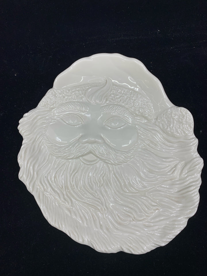 MIKASA EMBOSSED SANTA COOKIE DISH.