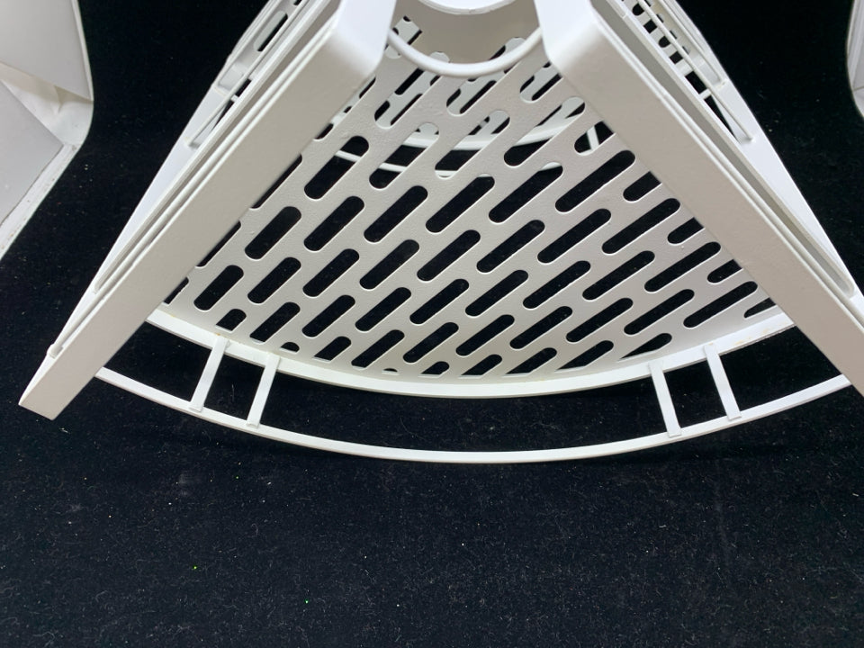 2 TIER WHITE METAL CORNER SHELF.
