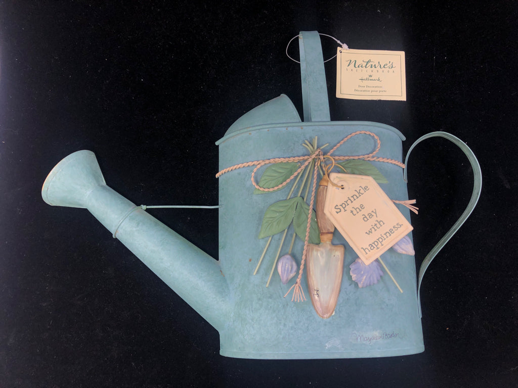 "SPRINKLE THE DAY" METAL WATERING CAN WALL HANGING.