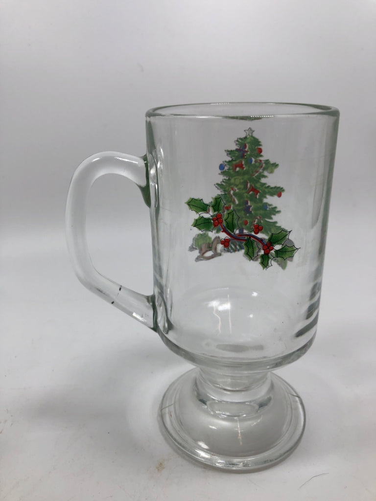 4 FOOTED CHRISTMAS TREE IRISH COFFEE CUPS