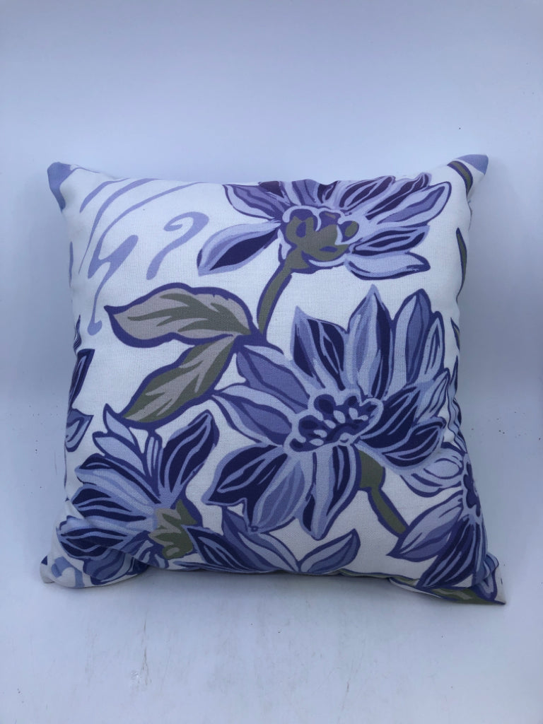 BLUE W GREEN FLORAL PILLOW.