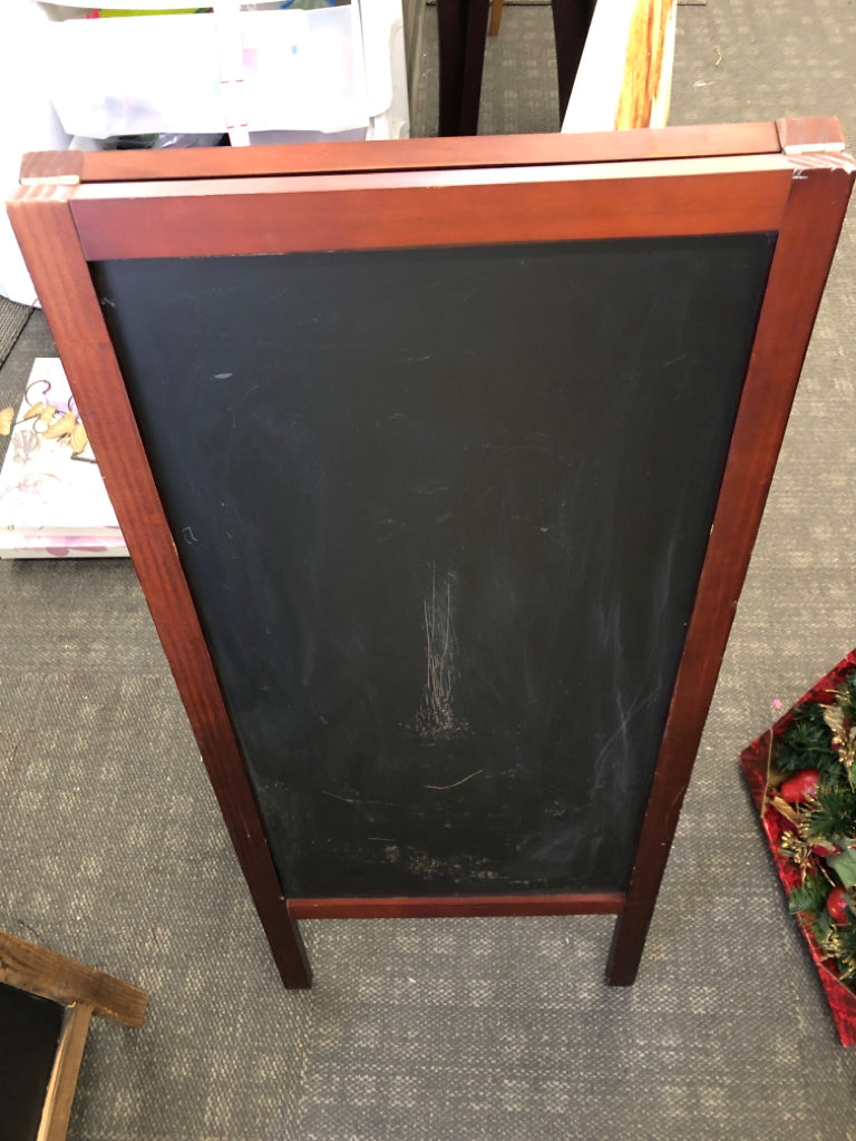 CHERRY WOOD CHALK BOARD EASEL.