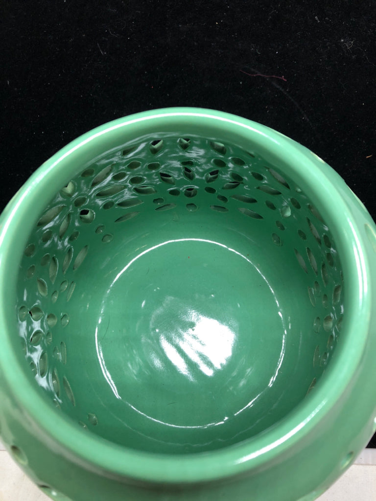 SEA FOAM GREEN PIERCED CANDLE LANTERN WORLD MARKET.