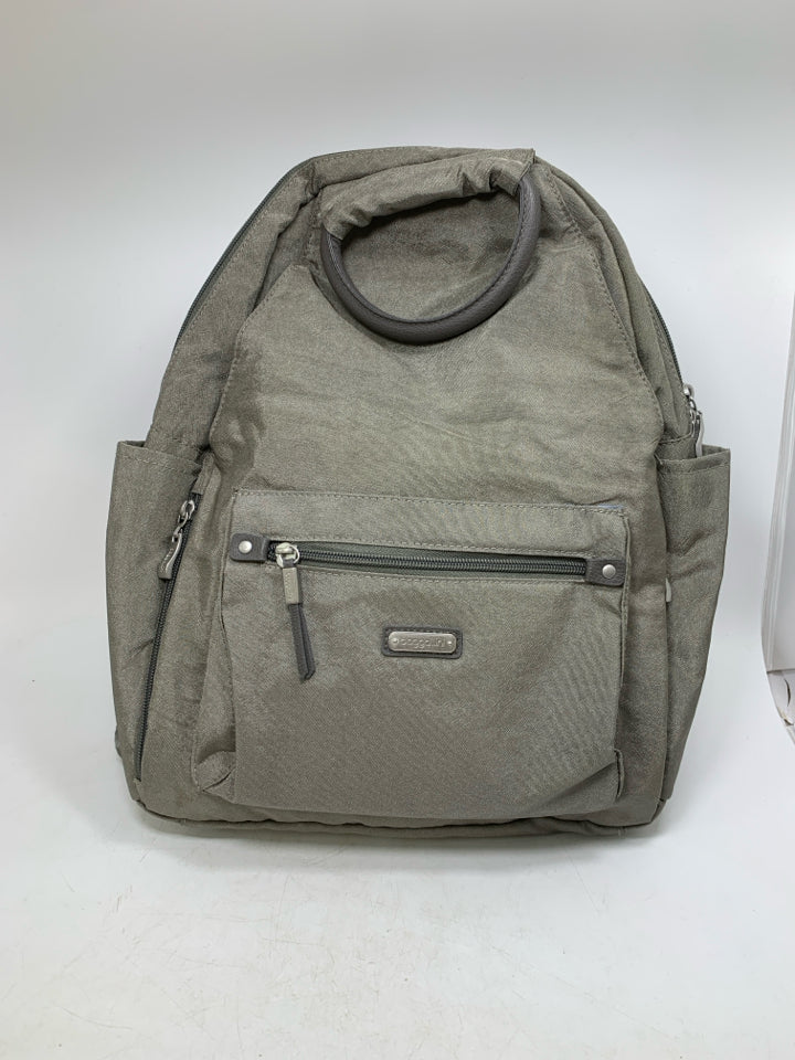 Metallic Grey Nylon Backpack