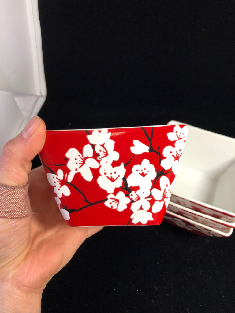 4 MIA BLOSSOM SQUARE SERVING BOWLS.