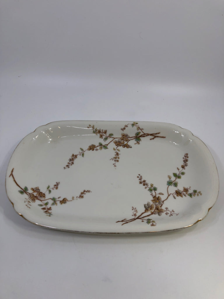 VTG LIMOGES OVAL SERVING PLATE T&V MARGUERITE BROWN BLOSSOM.