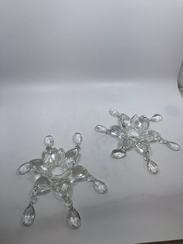 2 CRYSTAL FLOWER CANDLE TOPPER.