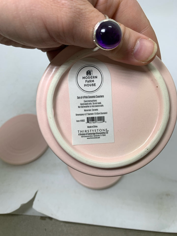 4 PALE PINK CERAMIC COASTERS THIRSTYSTONE.