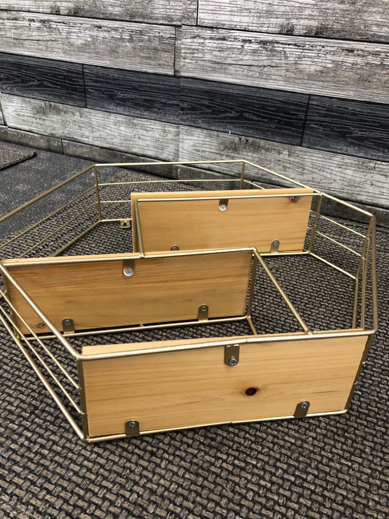 GOLD HEXAGONAL WALL SHELF.