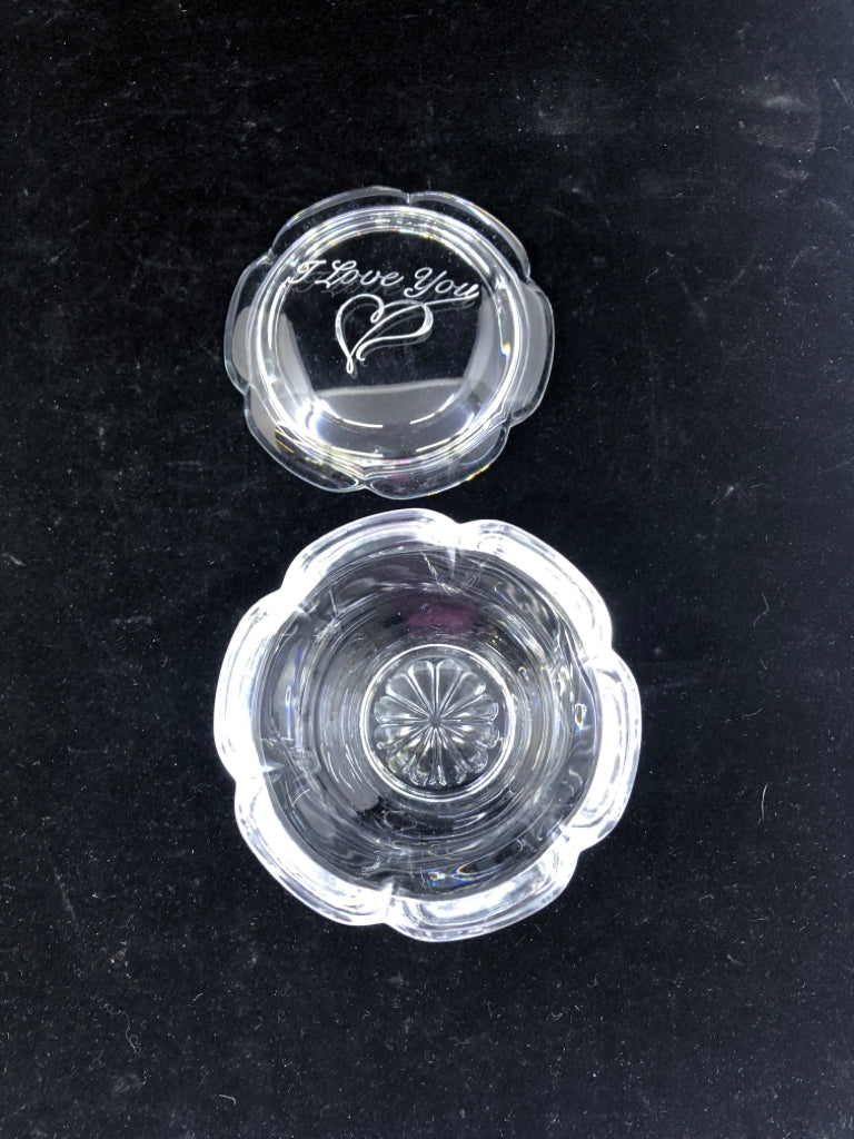 I LOVE YOU ROUND GLASS TRINKET BOX.