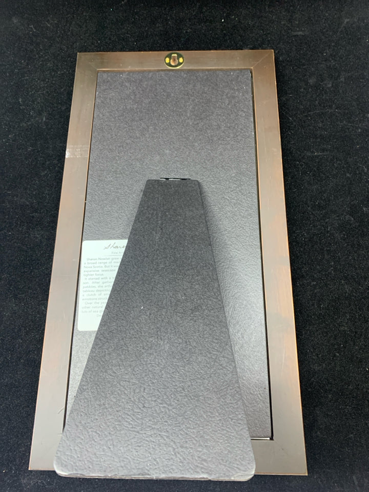 BRIDE AND GROOM SEA GLASS- BROWN FRAME ART.