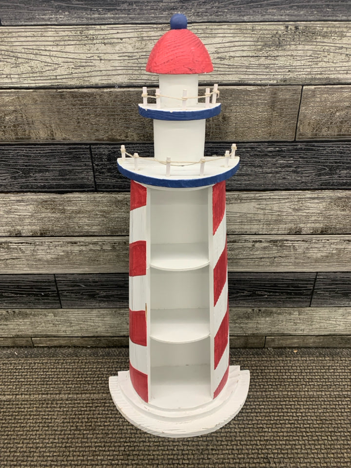 WOOD LIGHTHOUSE WALL SHELF.